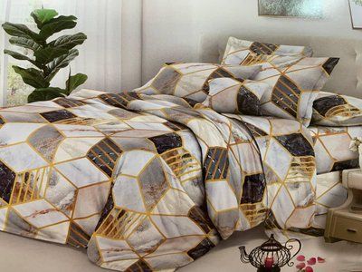 Постільна білизна бязь 3D PREMIUM євро Cube | Євро комплект 1914675329 фото