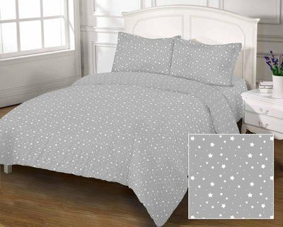 Постільна білизна бязь GOLD LUX євро Stars on grey | Євро комплект 1994335734 фото