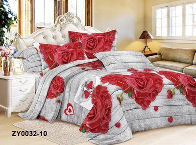 Постільна білизна бязь 3D PREMIUM полуторна Love rose | Полуторний комплект 1794781917 фото