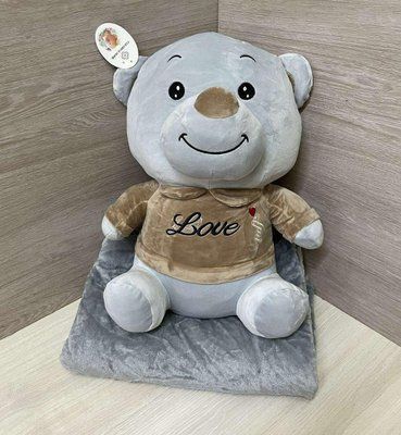 Іграшка подушка плед 3 в 1 Ведмедик Love сірий 1919454827 фото