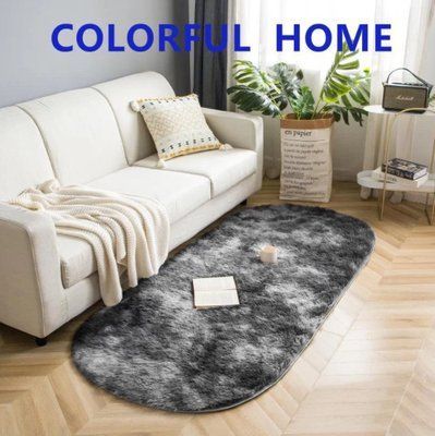 Коврик прикроватный овальный мягкий Colorful Home 90х200см графитовый 1529452090 фото