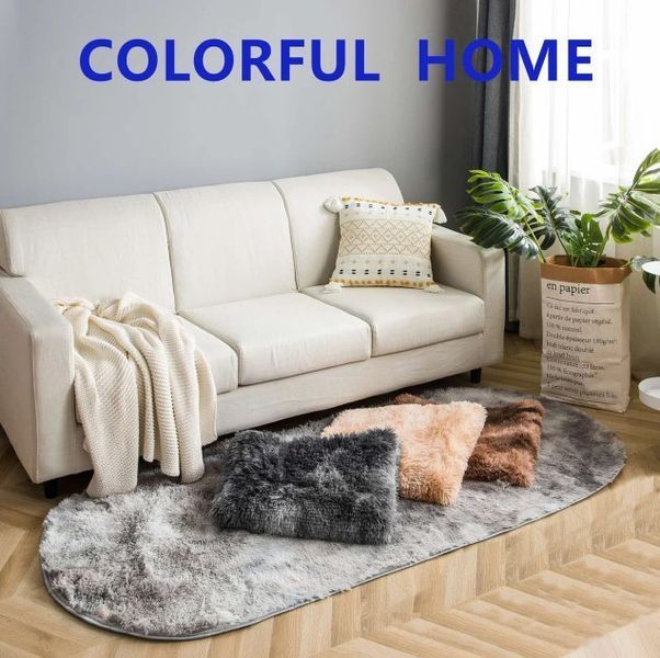 Коврик прикроватный овальный мягкий Colorful Home 90х200см графитовый 1529452090 фото