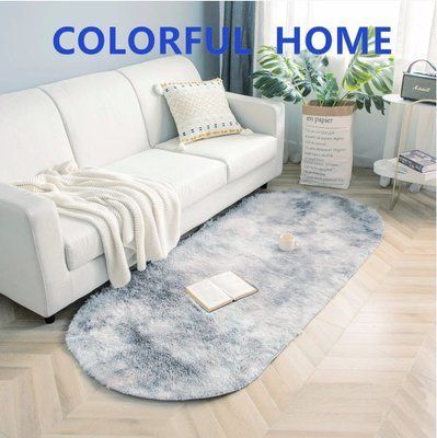 Коврик прикроватный овальный мягкий Colorful Home 90х200см светло-серый 1529452107 фото