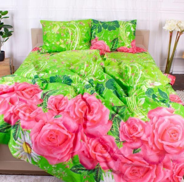 Постельное белье бязь 3D PREMIUM полуторное Розовые розы | Полуторный комплект 1760419412 фото
