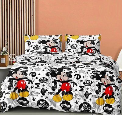 Дитяча постільна білизна бязь GOLD LUX 145х215 полуторна Mickey Mouse (білий) 2846376076 фото