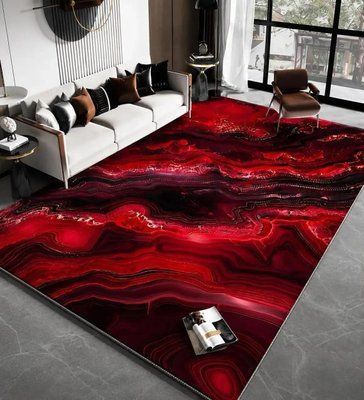 Безворсовый ковер 3D Ruby Lava 200х400 см, красно-черный 3193292478 фото