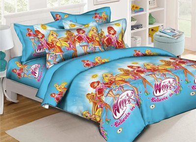 Дитяча постільна білизна бязь GOLD LUX 145х215 полуторна Winx 2847391278 фото