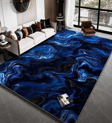 Безворсовый ковер 3D Midnight Ocean 200х400 см, сине-черный 3193295208 фото
