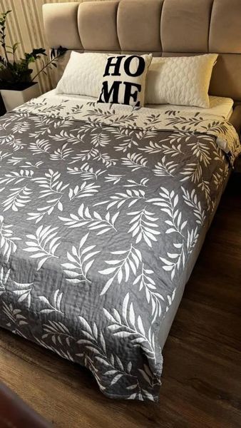 Покривало плед простирадло з мусліну полуторне Colorful Home 150X200 муслінове Листочки 2 (асортимент) 2563958418 фото